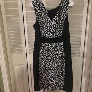 London Times Black and White Patterned Midi Dress
